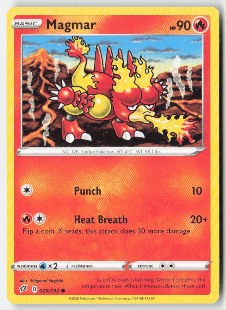 Magmar 29/192 Regular Rebel Clash Moderately Played, Front