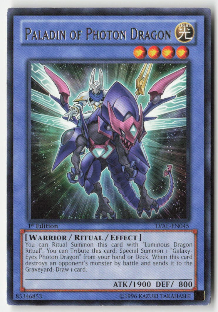 Paladin of Photon Dragon LVAL-EN045 1st Edition Rare Moderately Played, Front