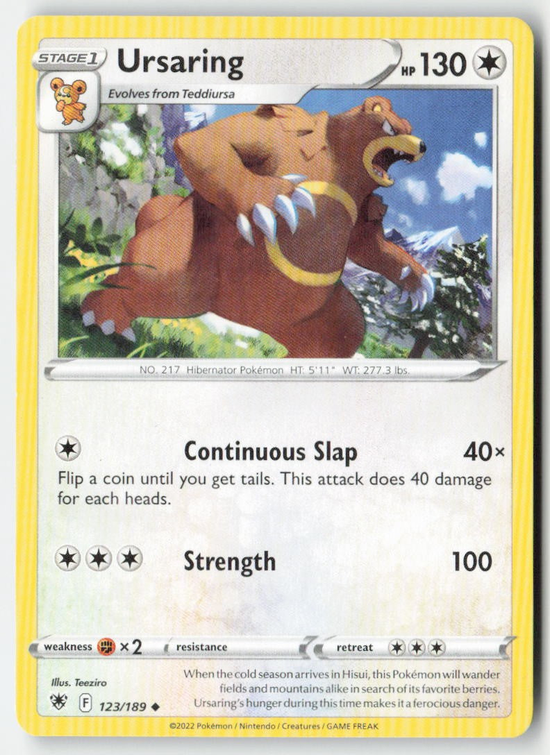 Ursaring 123/189 Regular Astral Radiance Moderately Played, Front