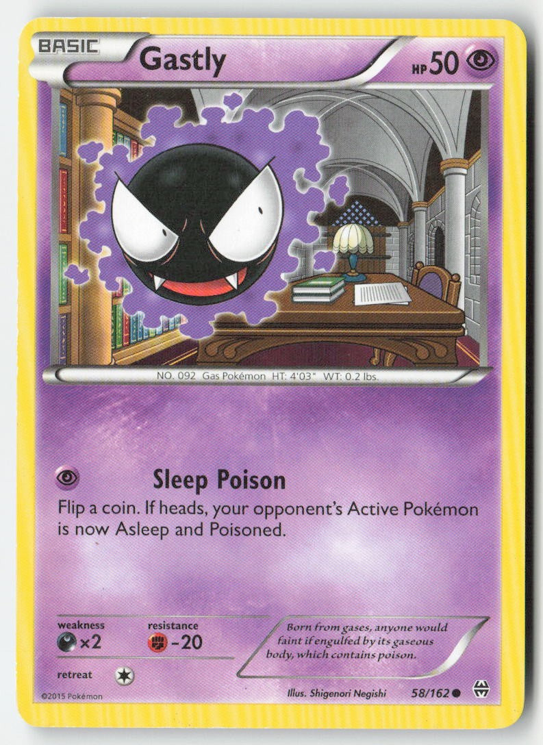 Gastly 58/162 Regular BREAKthrough Moderately Played, Front