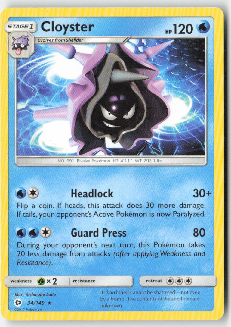 Cloyster 34/149 Regular Sun & Moon Moderately Played