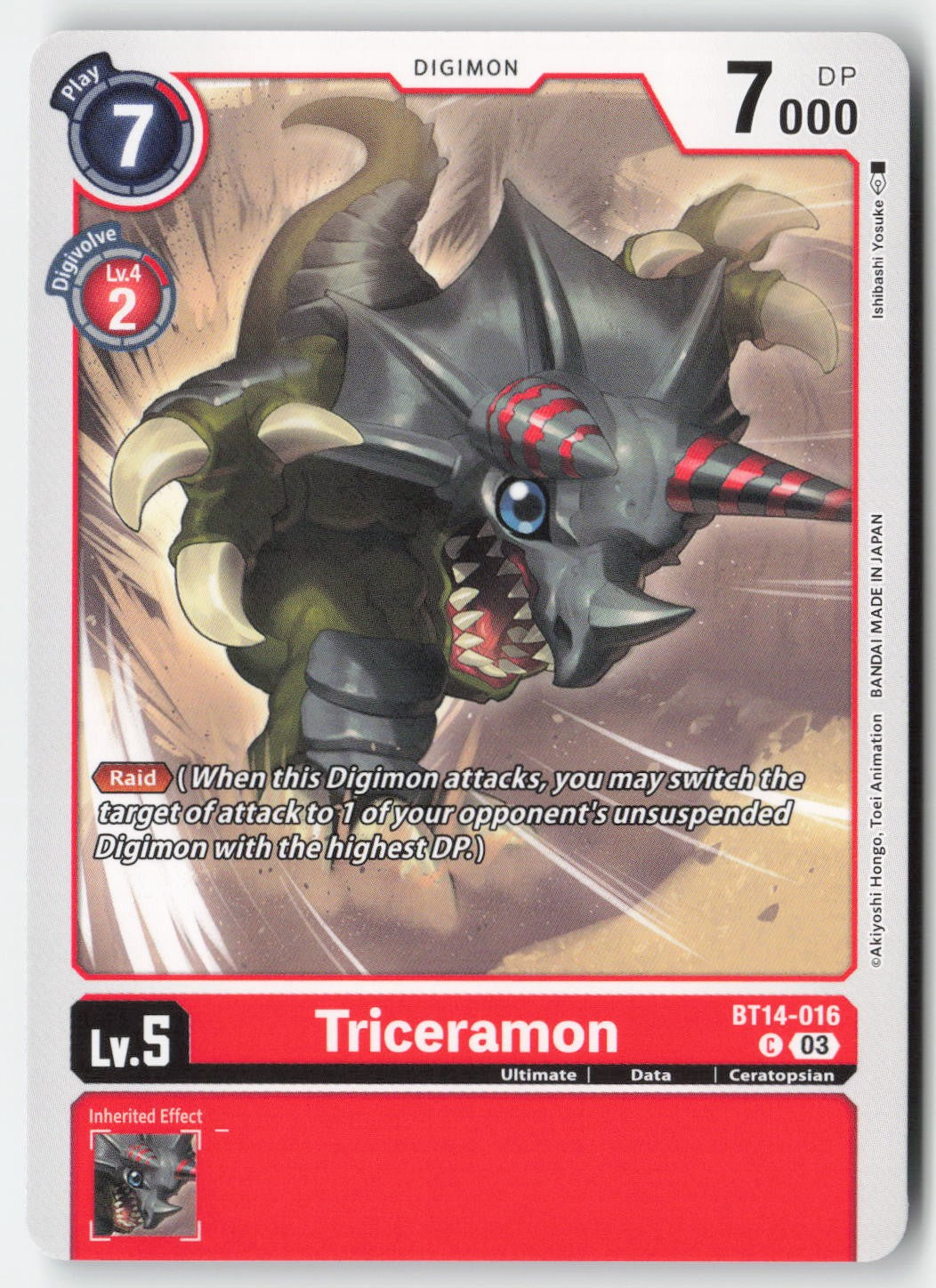 Triceramon BT14-016 Normal Common Lightly Played