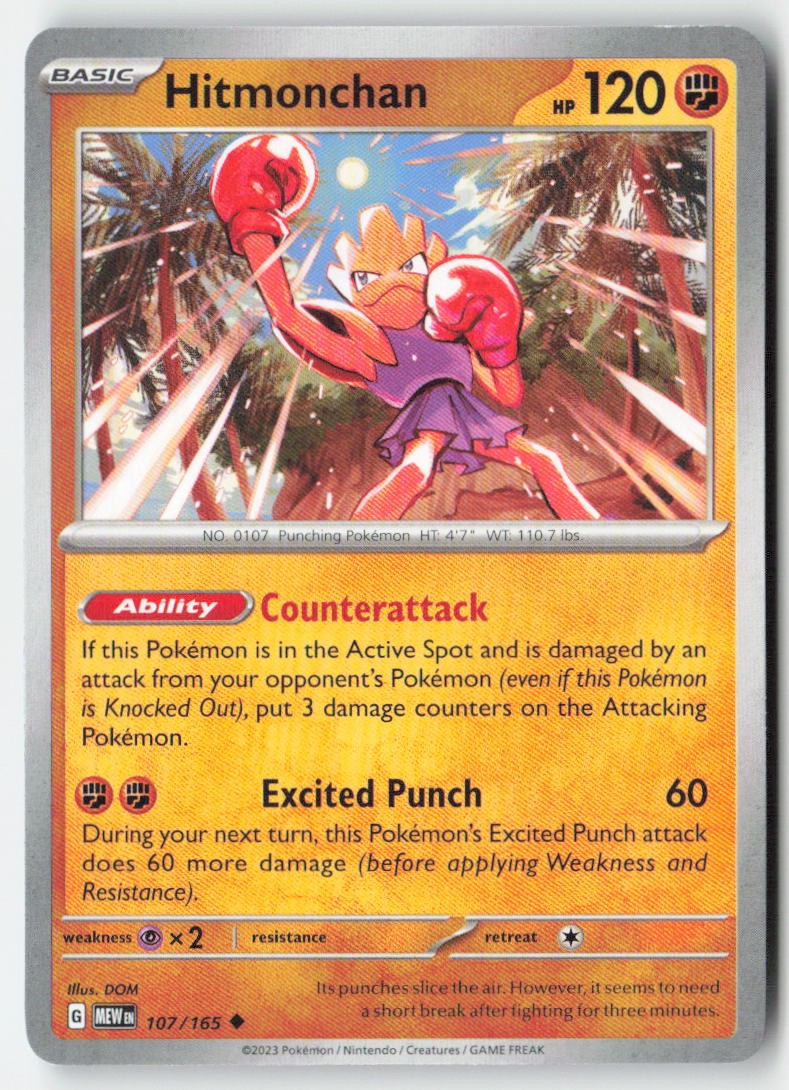 Hitmonchan 107/165 Regular 151 Moderately Played
