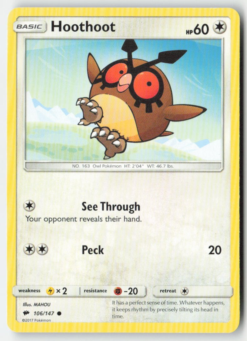 Hoothoot 106/147 Regular Burning Shadows Moderately Played