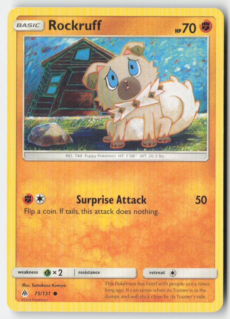 Rockruff 75/131 Regular Forbidden Light Moderately Played, Front