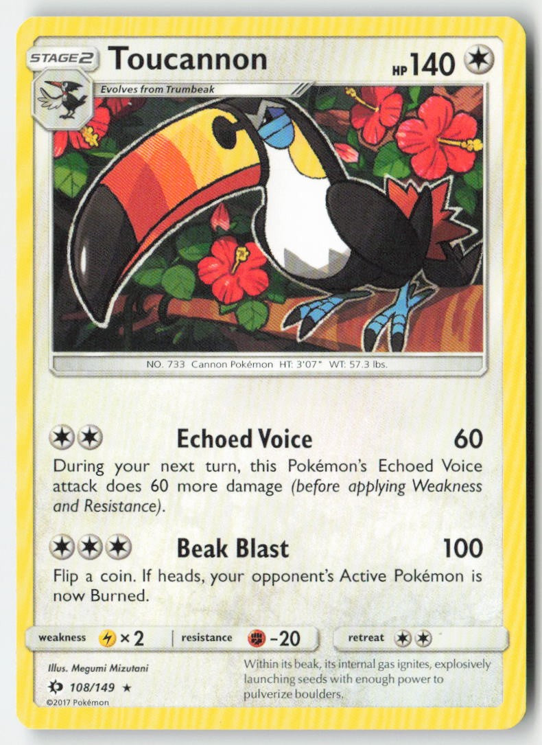 Toucannon 108/149 Regular Sun & Moon Moderately Played