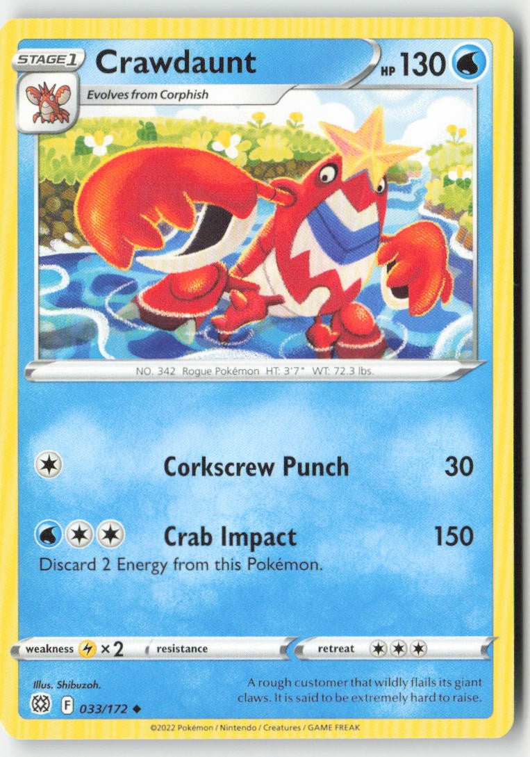 Crawdaunt 033/172 Regular Brilliant Stars Moderately Played
