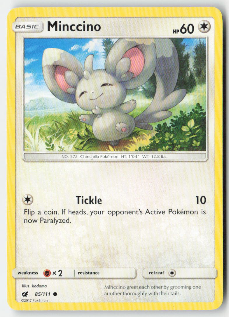 Minccino 85/111 Regular Crimson Invasion Moderately Played, Front
