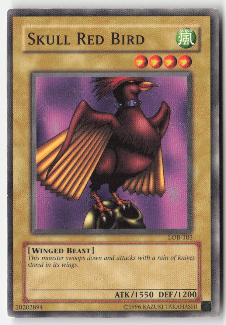 Skull Red Bird LOB-105 Unlimited Common Moderately Played, Front