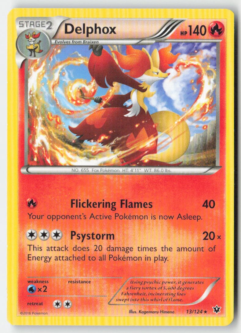 Delphox 13/124 Regular Deck Exclusives Moderately Played, Front