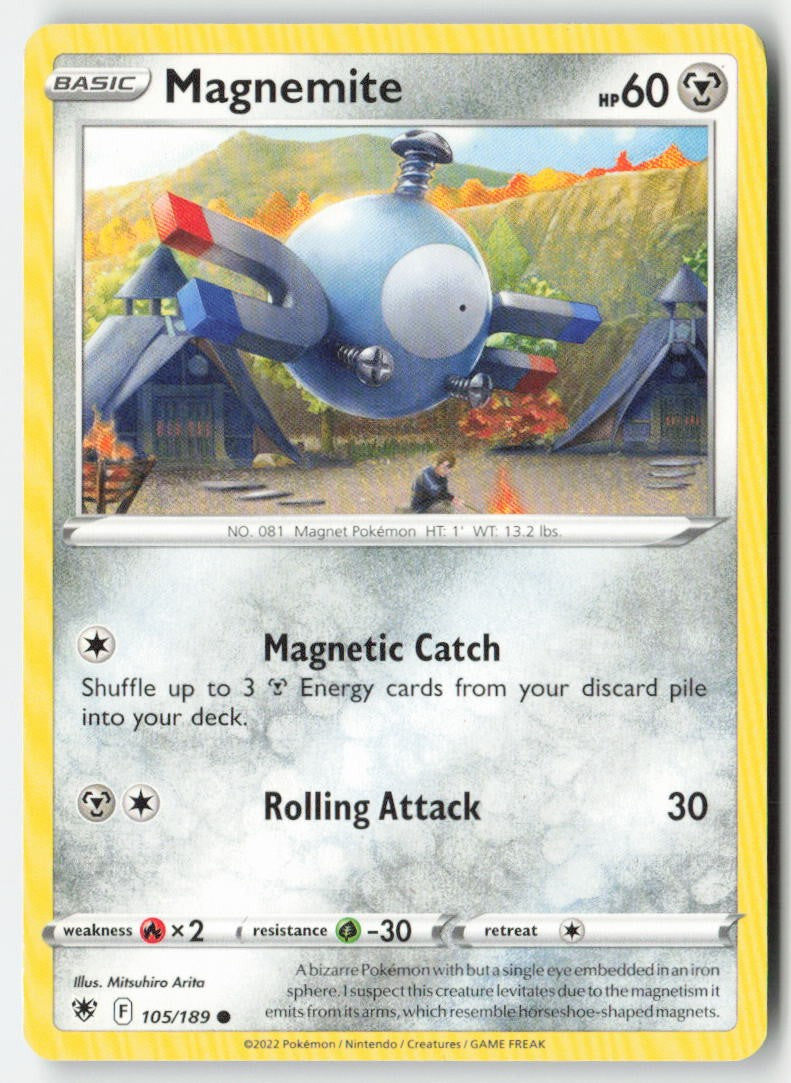Magnemite 105/189 Regular Astral Radiance Moderately Played, Front
