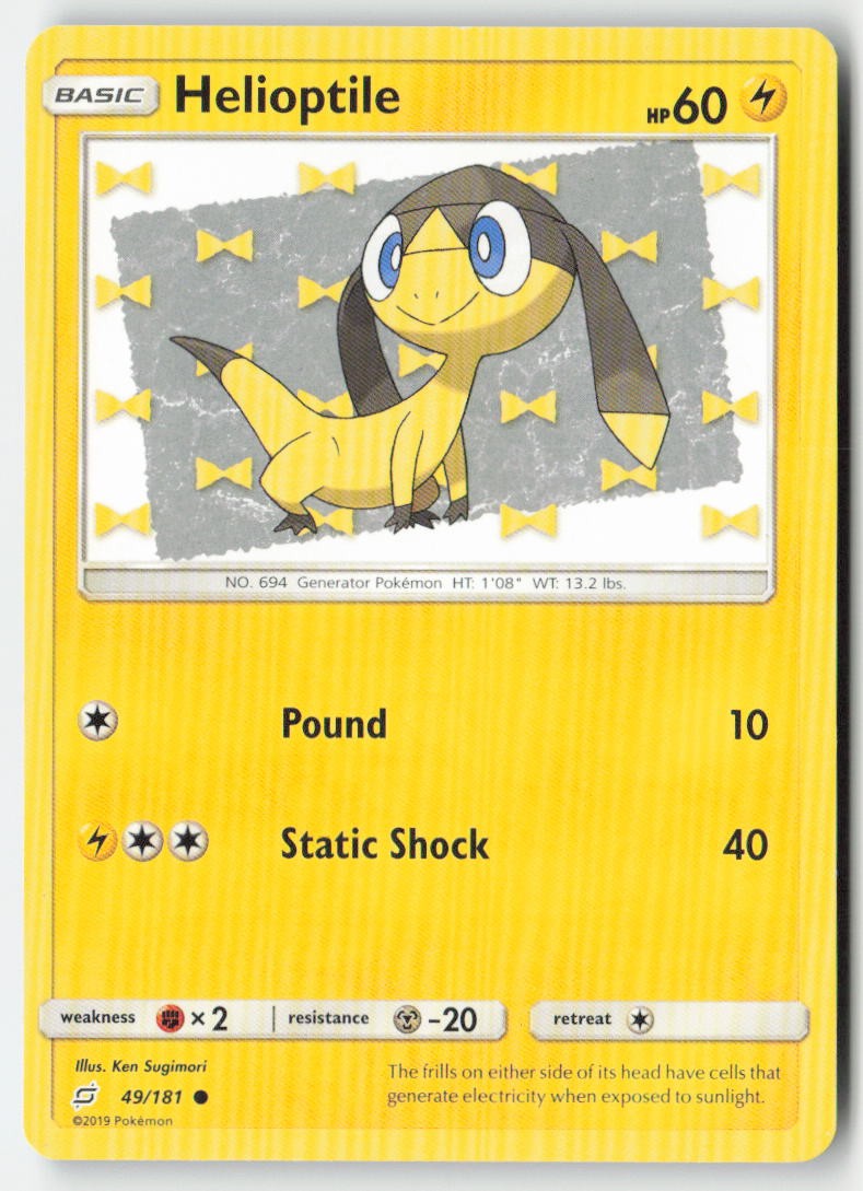 Helioptile 49/181 Regular Team Up Moderately Played, Front