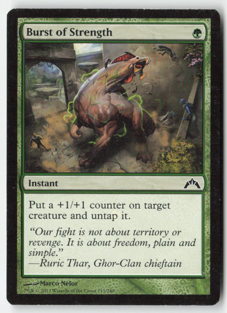 Burst of Strength GTC 115 Common Moderately Played, Front