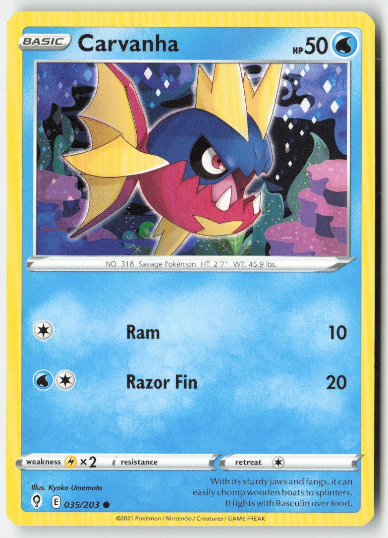 Carvanha 35/203 Regular Evolving Skies Moderately Played