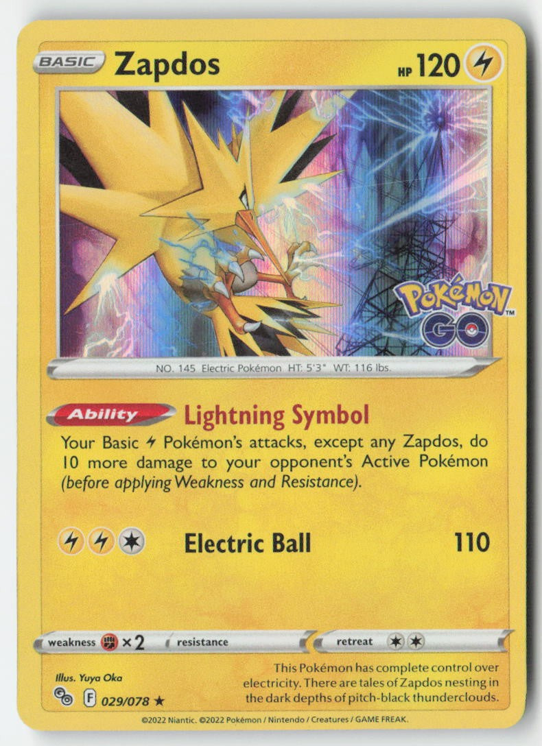 Zapdos 029/78 Holo Pokémon GO Moderately Played, Front