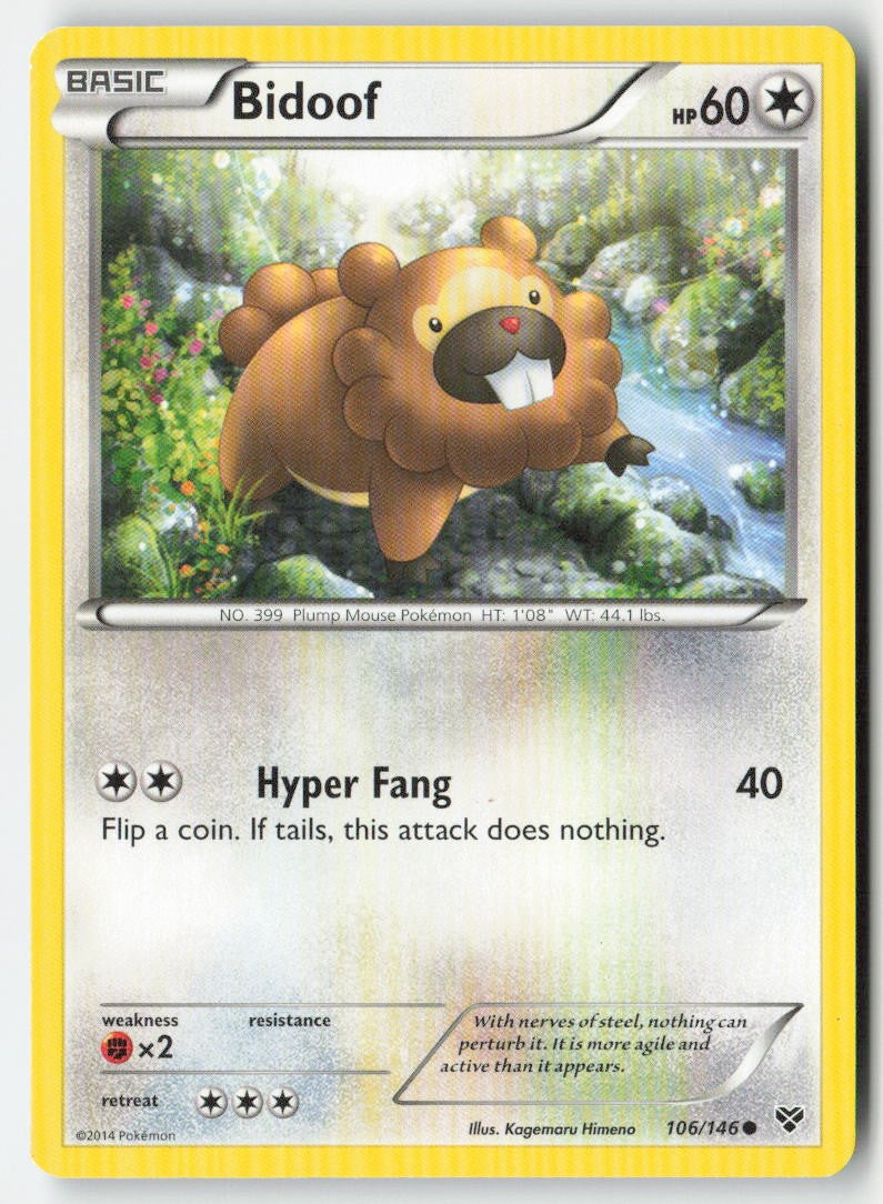 Bidoof 106/146 Regular XY Moderately Played