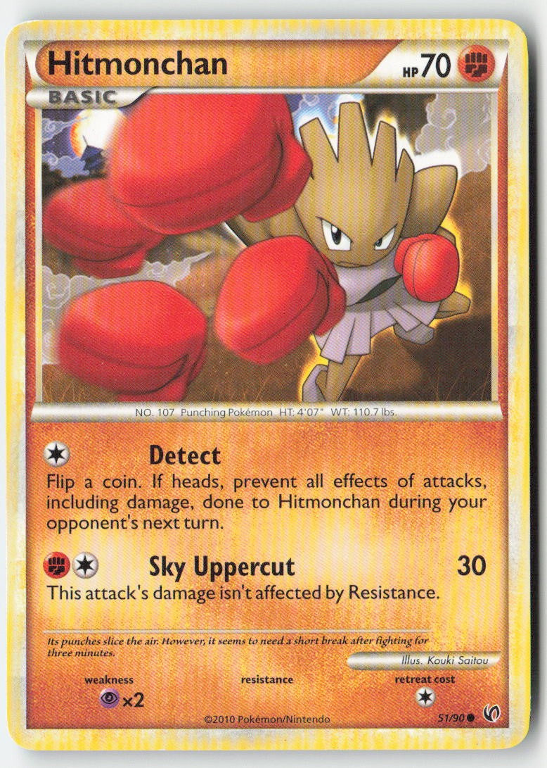 Hitmonchan 51/90 Regular Undaunted Moderately Played, Front