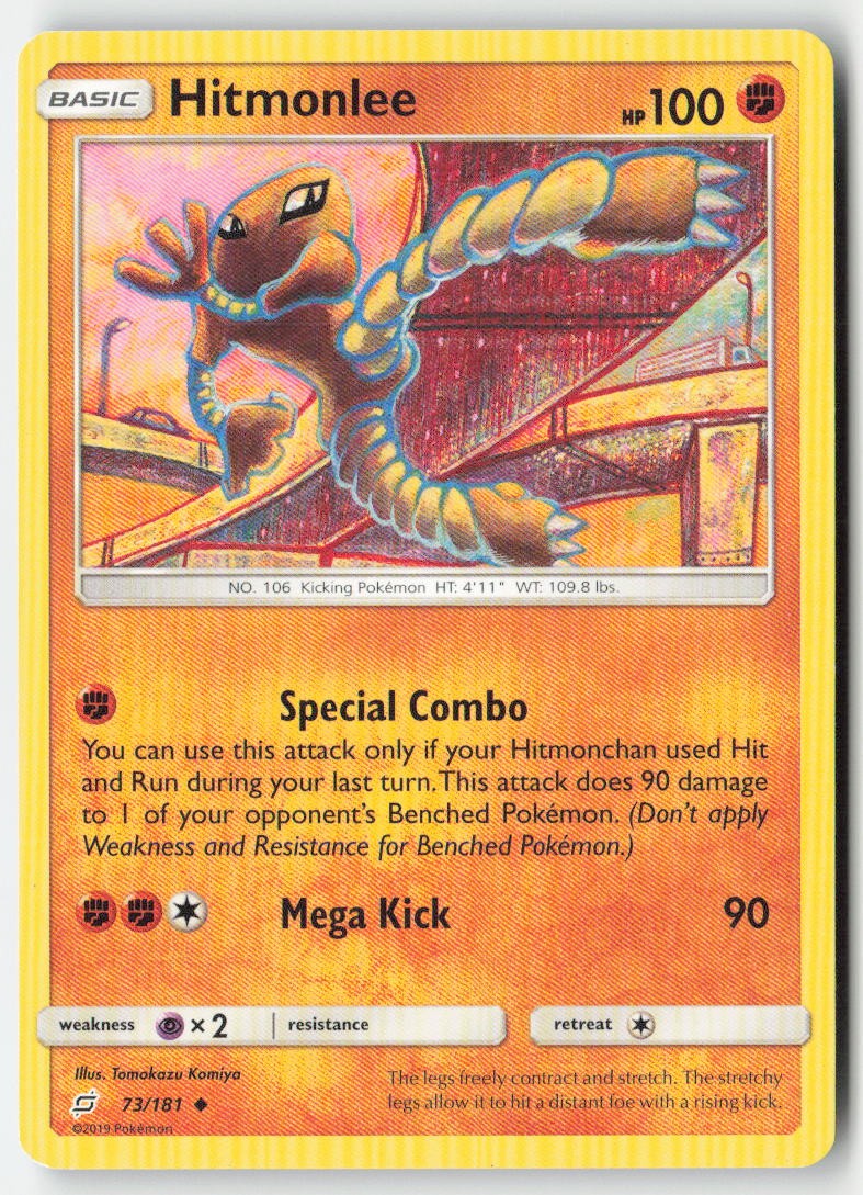 Hitmonlee 73/181 Regular Team Up Moderately Played, Front