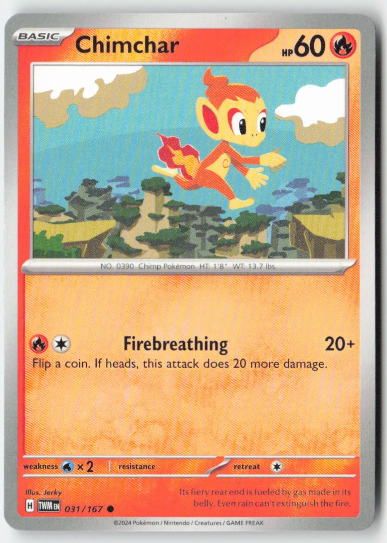Chimchar 031/167 Regular Twilight Masquerade Moderately Played, Front