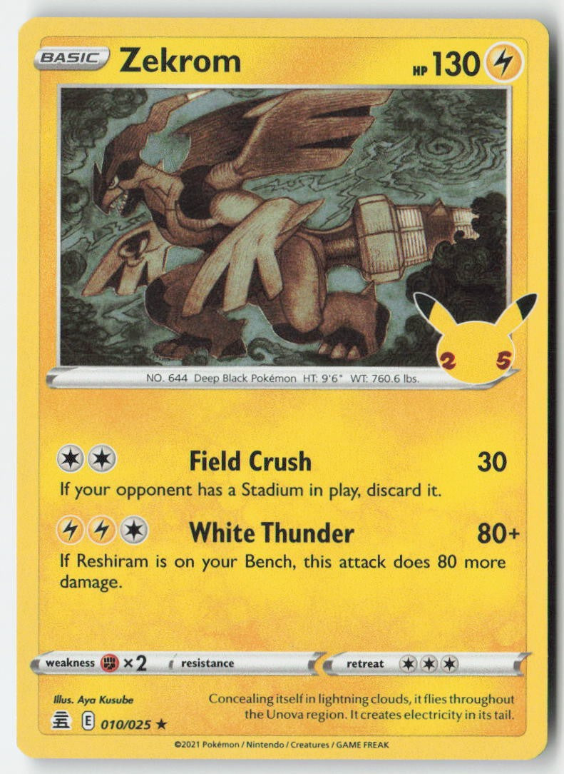 Zekrom 10/25 Holo Celebrations Moderately Played