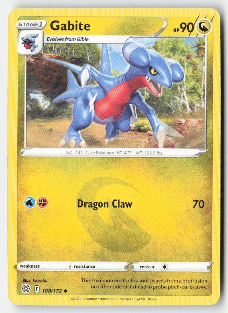 Gabite 108/172 Regular Brilliant Stars Moderately Played, Front