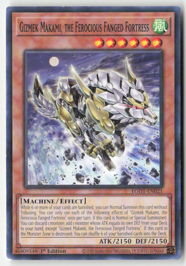 Gizmek Makami, the Ferocious Fanged Fortress EGO1-EN021 1st Edition Common Moderately Played, Front