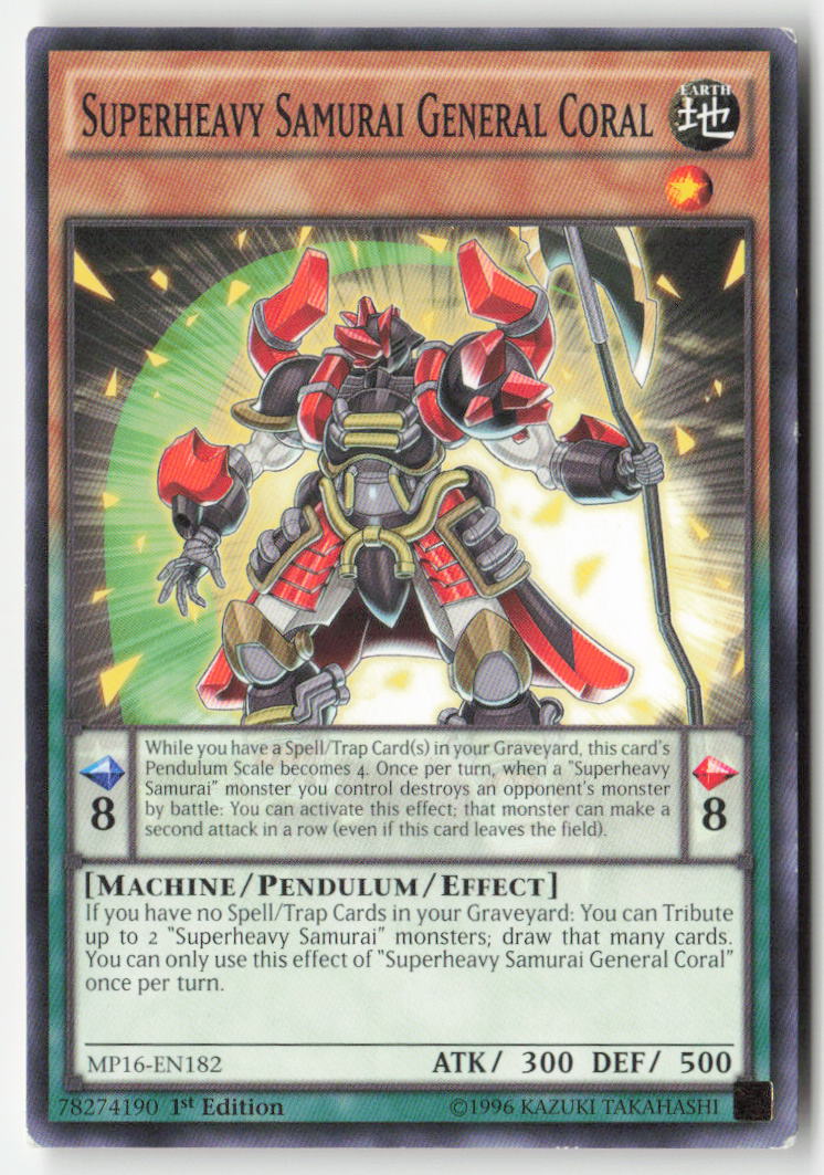 Superheavy Samurai General Coral MP16-EN182 1st Edition Common Moderately Played