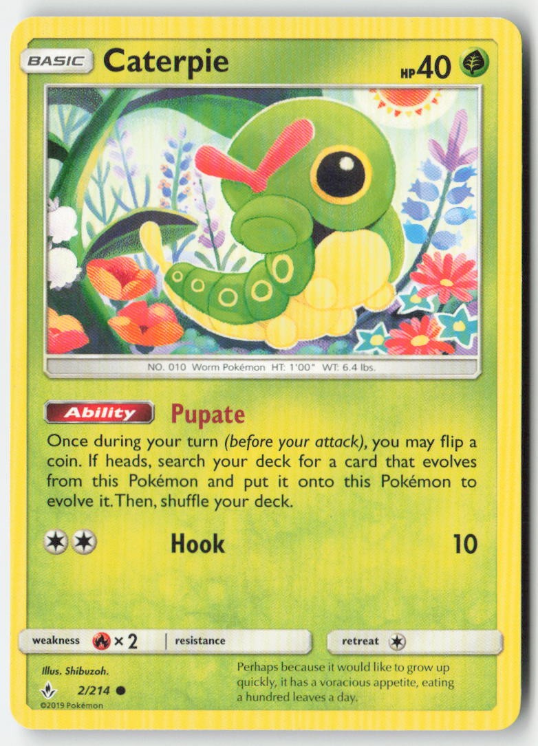 Caterpie 2/214 Regular Unbroken Bonds Moderately Played