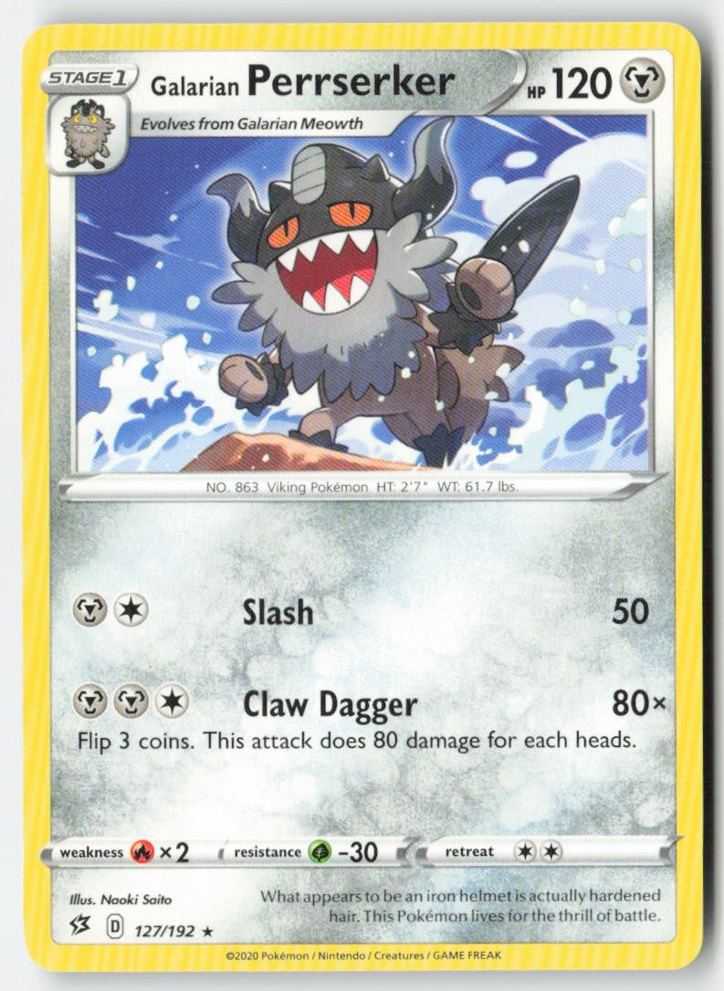 Galarian Perrserker 127/192 Regular Rebel Clash Moderately Played