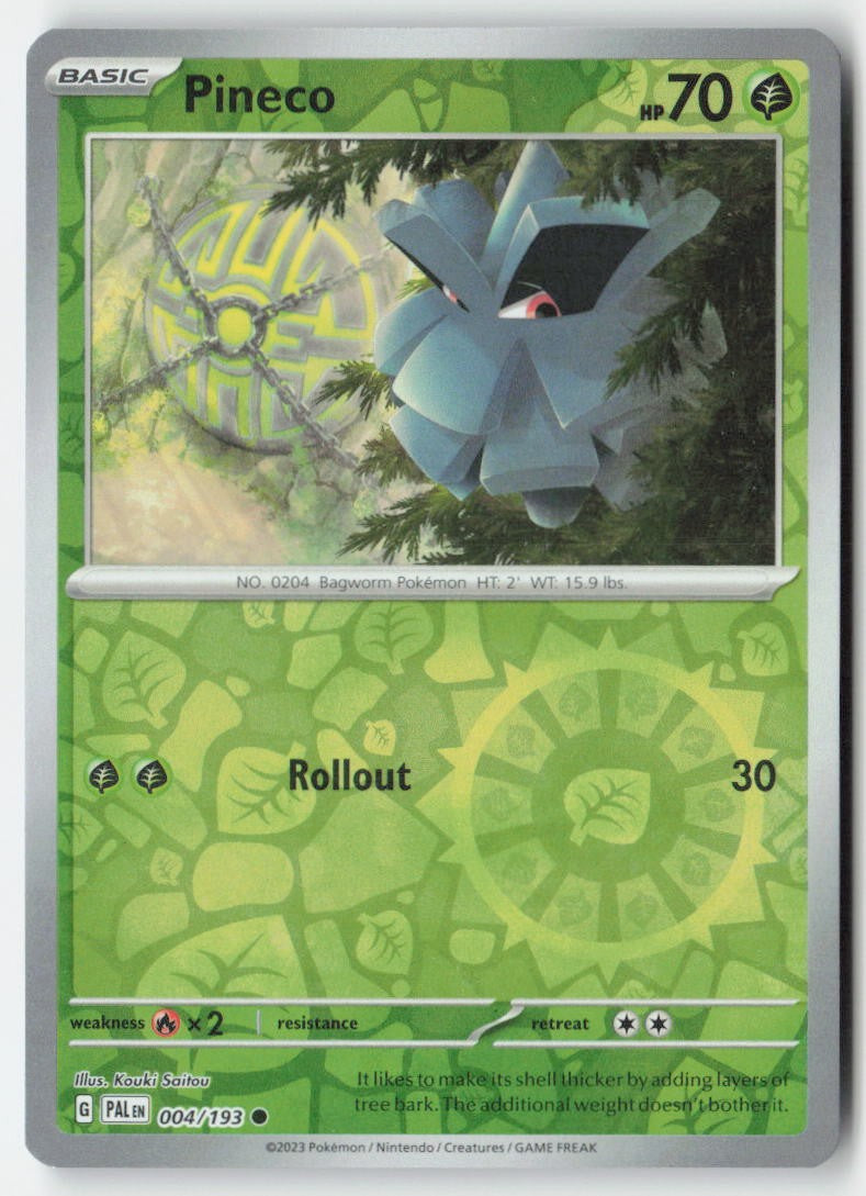 Pineco 004/193 Reverse Holo Paldea Evolved Moderately Played, Front