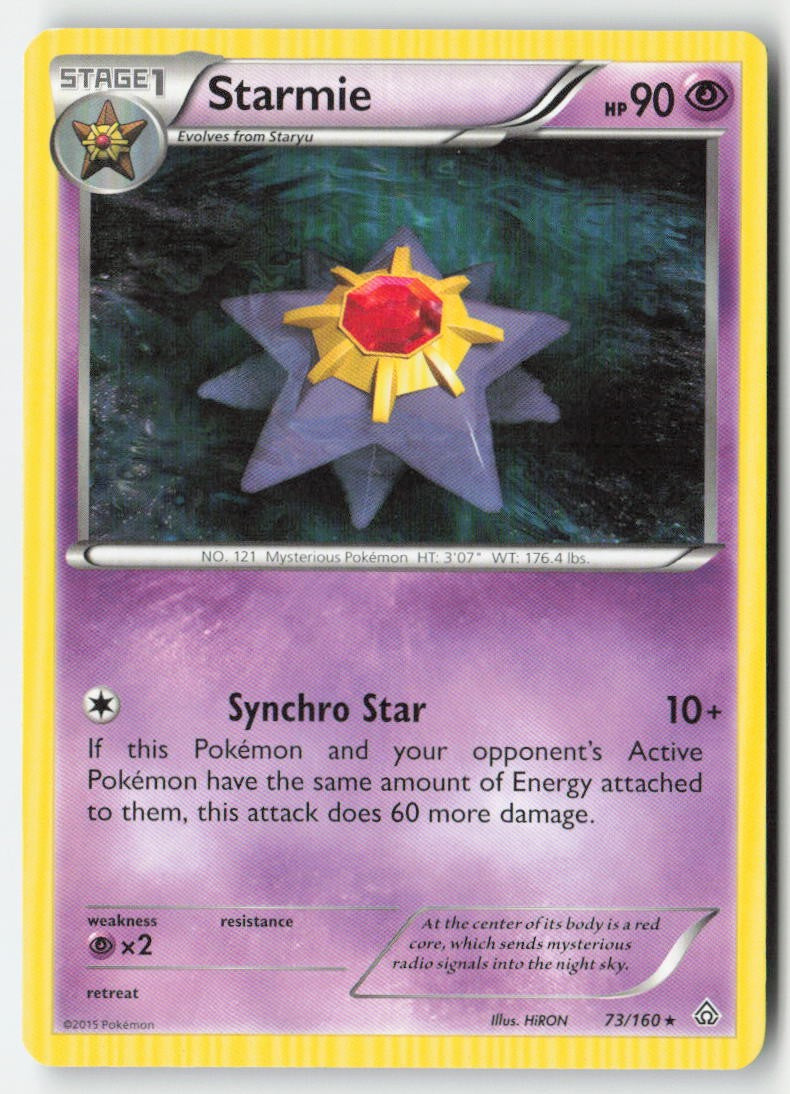 Starmie 73/160 Regular Primal Clash Moderately Played, Front