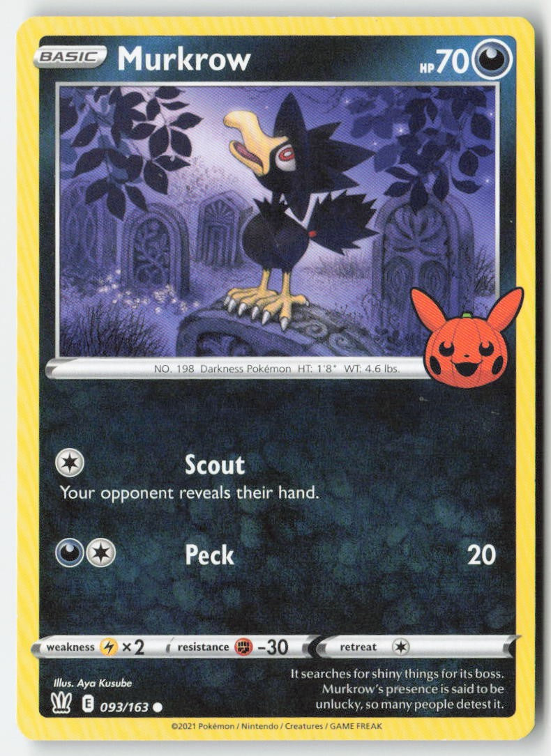 Murkrow (Trick or Trade) 093/163 Regular Trick or Trade BOOster Bundle Moderately Played, Front