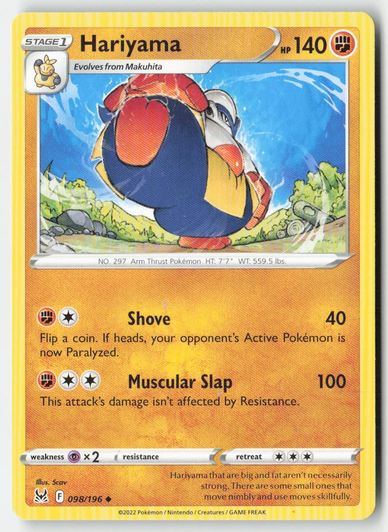 Hariyama 098/196 Regular Lost Origin Moderately Played