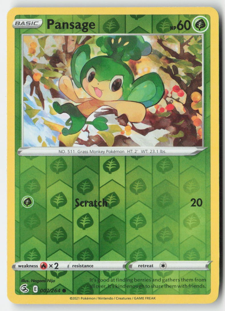 Pansage 7/264 Reverse Holo Fusion Strike Moderately Played