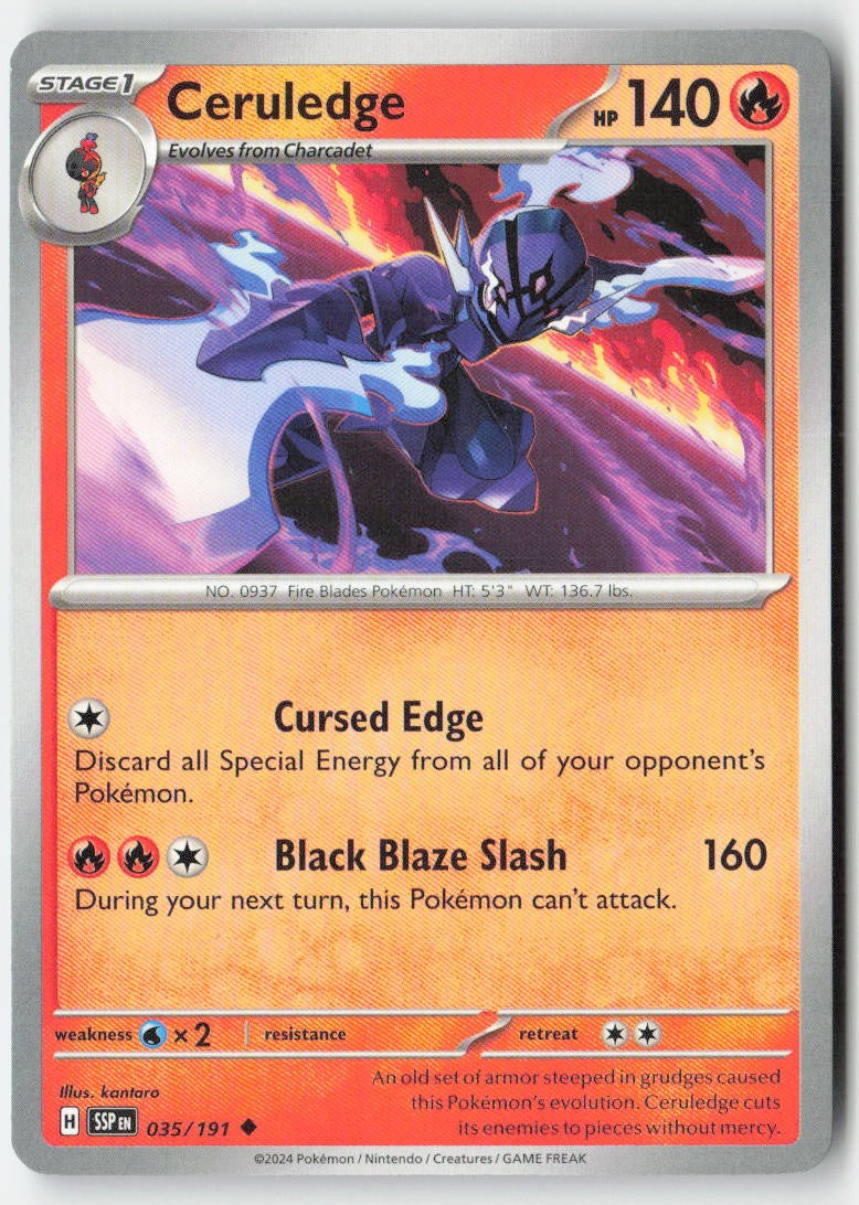 Ceruledge 035/191 Regular Surging Sparks Moderately Played, Front
