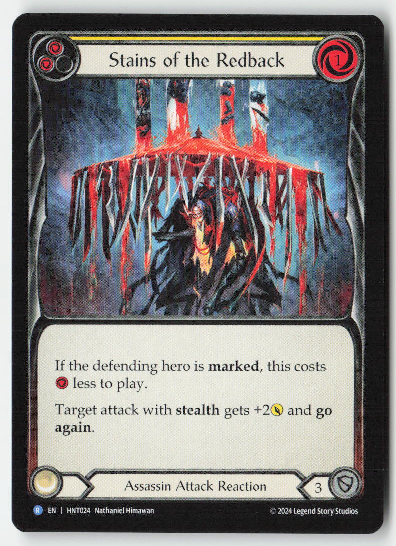 Stains of the Redback (Yellow) #HNT024 - The Hunted - Flesh and Blood - Rare - Near Mint, Front