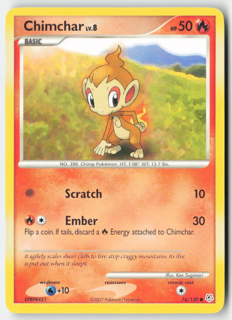 Chimchar 76/130 Regular Diamond & Pearl Moderately Played