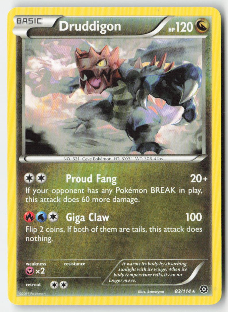 Druddigon 83/114 Regular Steam Siege Moderately Played, Front