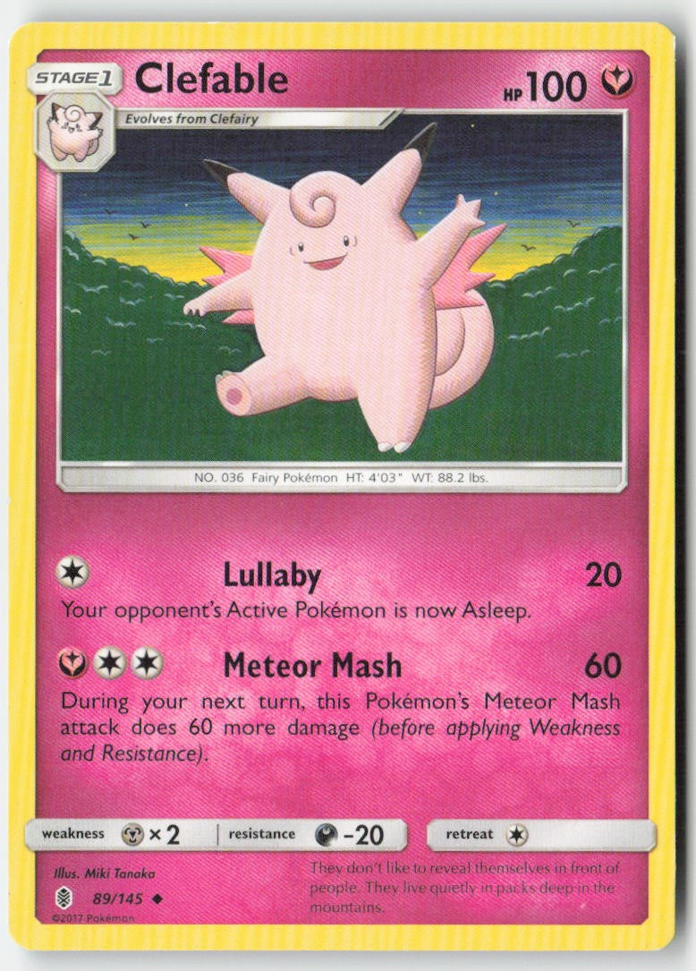 Clefable 89/145 Regular Guardians Rising Moderately Played, Front