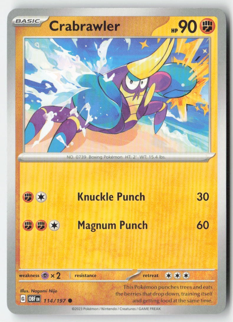 Crabrawler 114/197 Regular Obsidian Flames Moderately Played