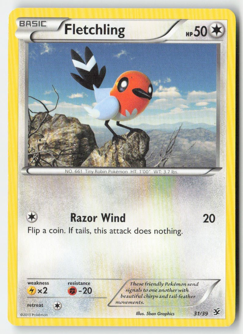 Fletchling 31/39 Regular Kalos Starter Set Moderately Played, Front