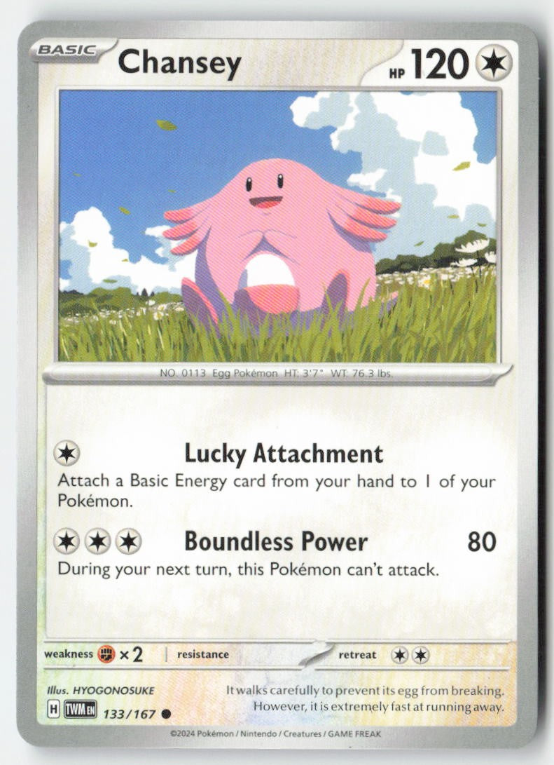 Chansey 133/167 Regular Twilight Masquerade Moderately Played, Front