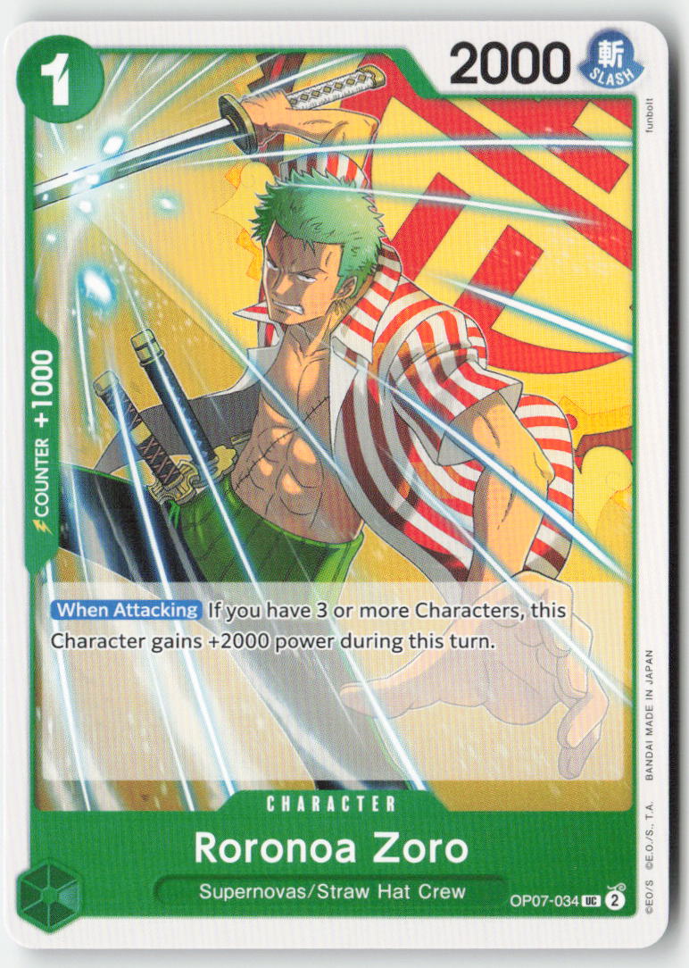 Roronoa Zoro OP07-034 Normal Uncommon Lightly Played
