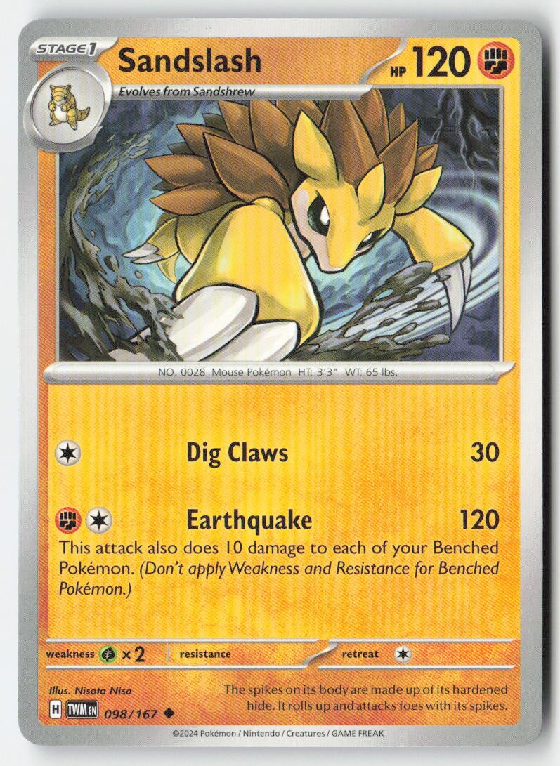 Sandslash 098/167 Regular Twilight Masquerade Moderately Played