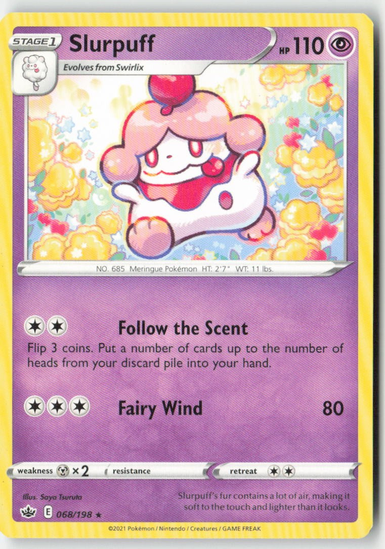 Slurpuff 68/198 Regular Chilling Reign Moderately Played, Front