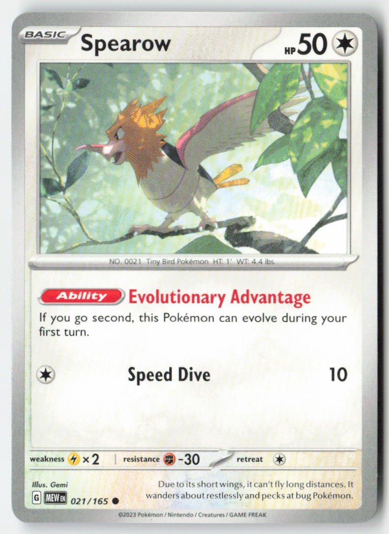 Spearow 021/165 Regular 151 Moderately Played