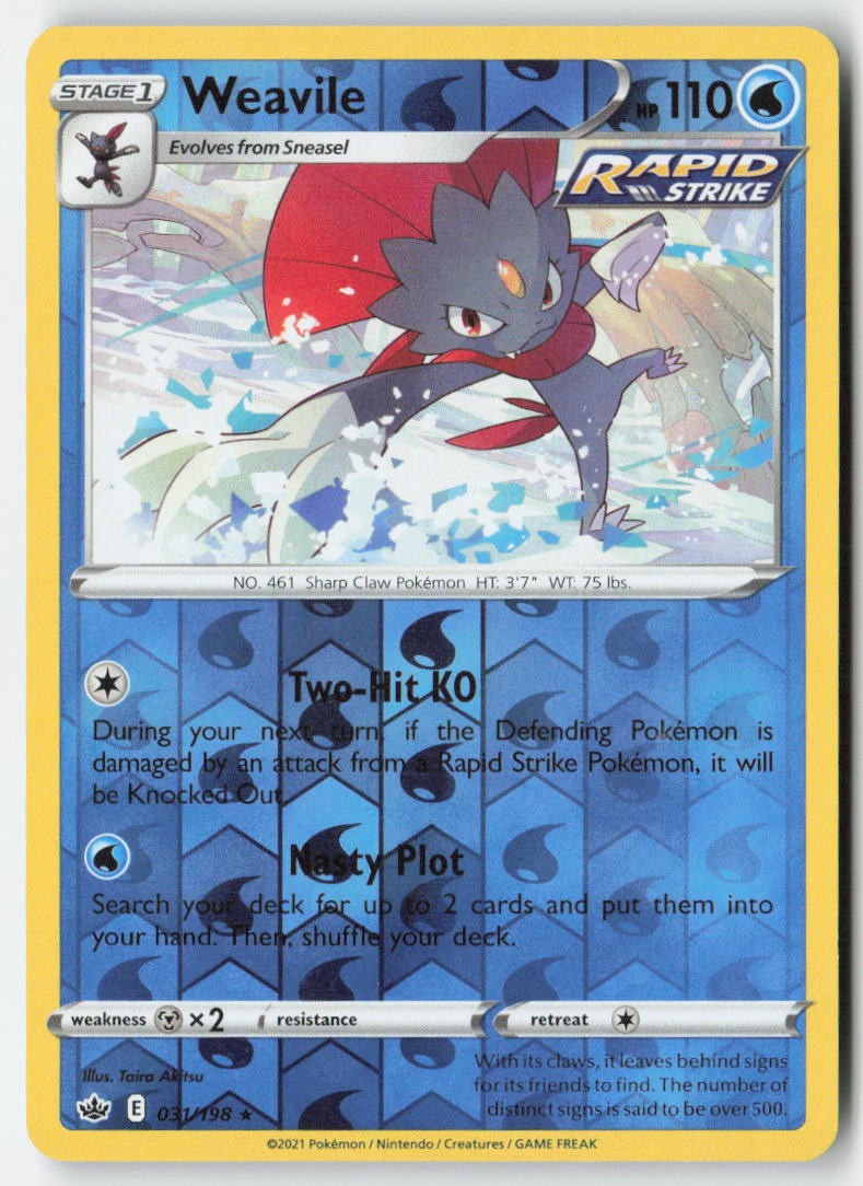 Weavile 31/198 Reverse Holo Chilling Reign Moderately Played