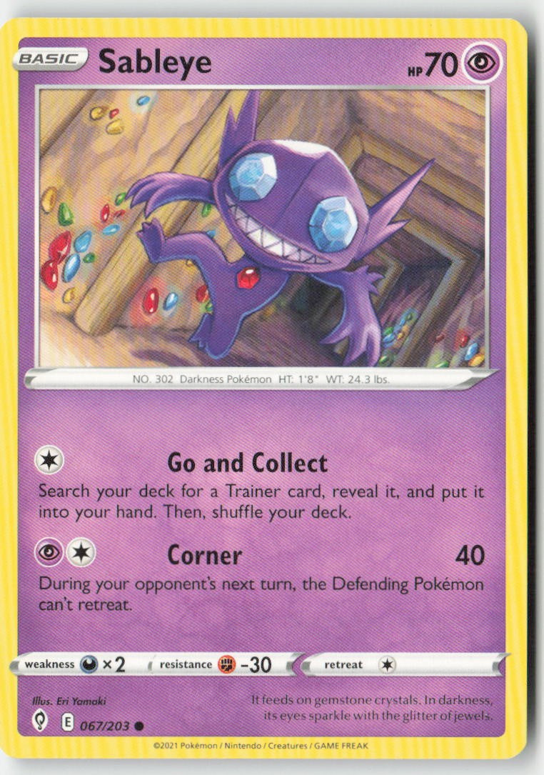 Sableye 67/203 Regular Evolving Skies Moderately Played, Front