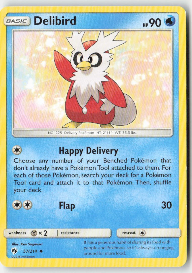Delibird 57/214 Regular Lost Thunder Moderately Played, Front