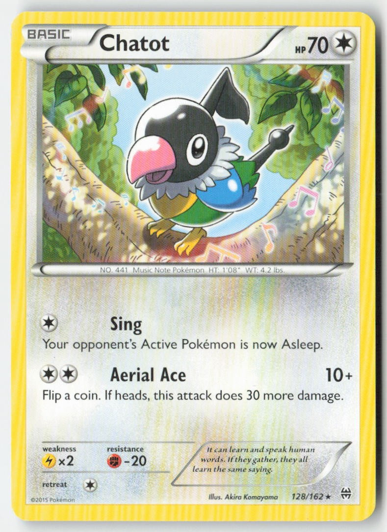 Chatot 128/162 Regular BREAKthrough Moderately Played, Front